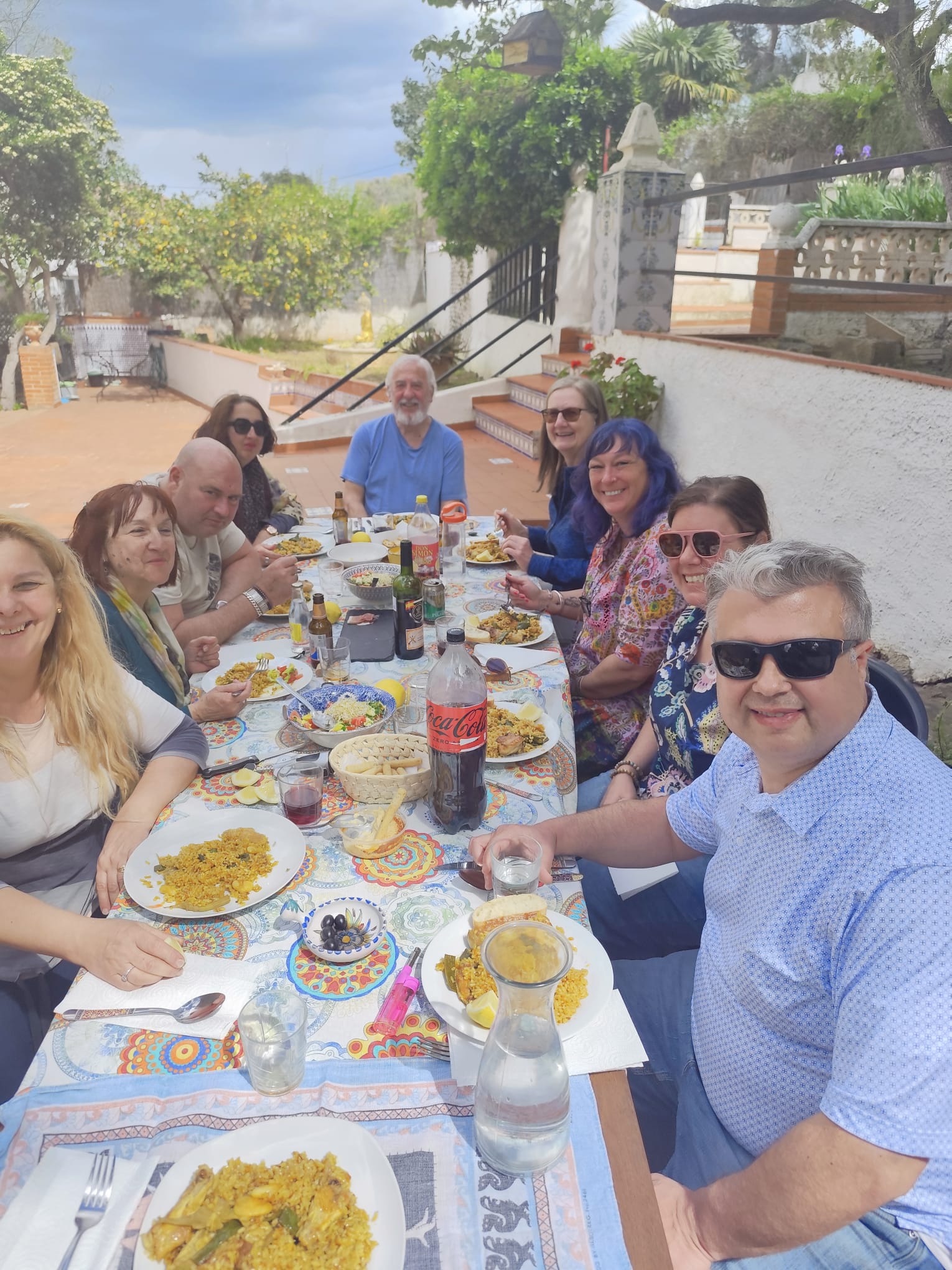 Sharing paella at lunch
