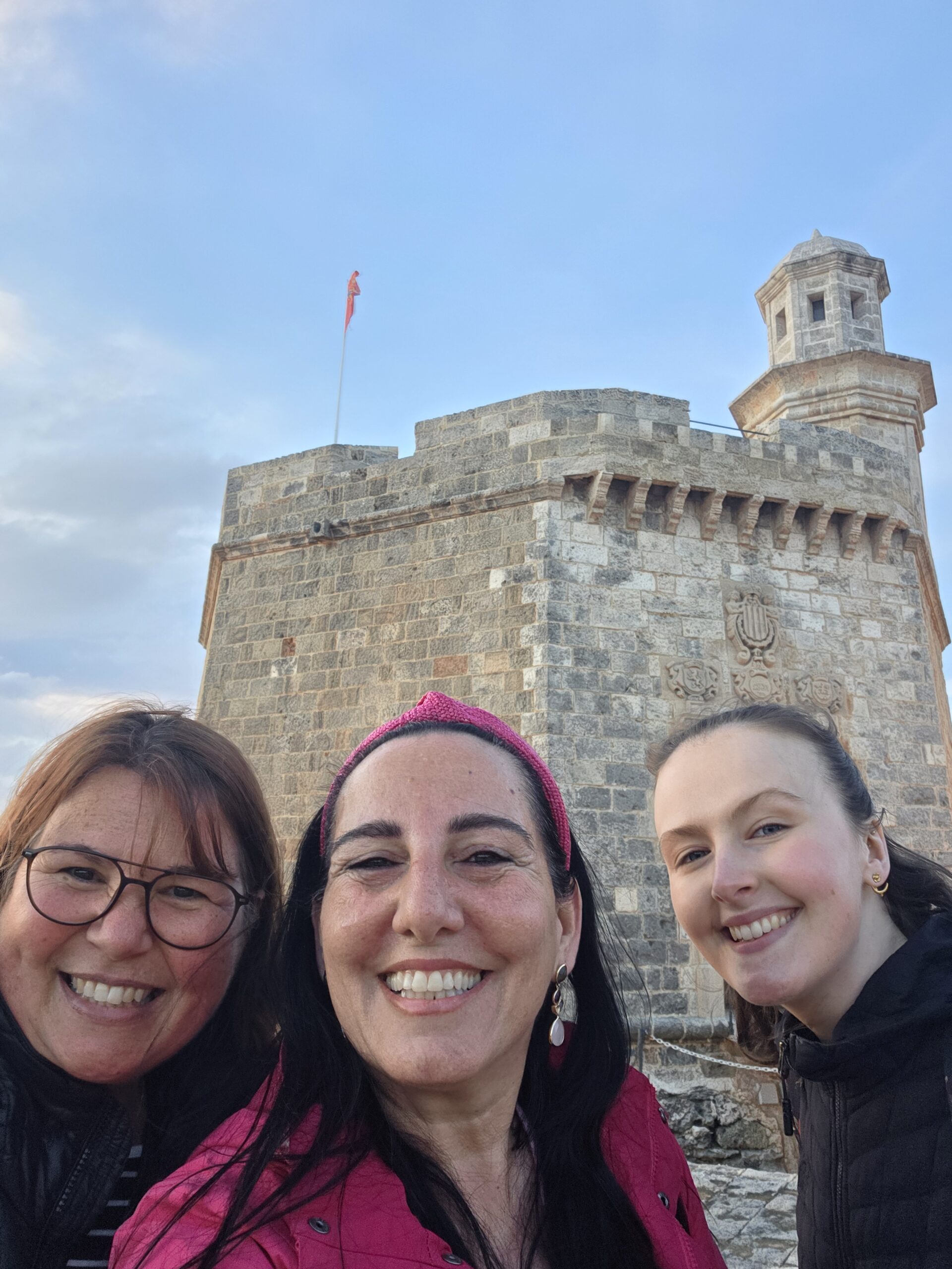 Students exploring a castle in Menorca